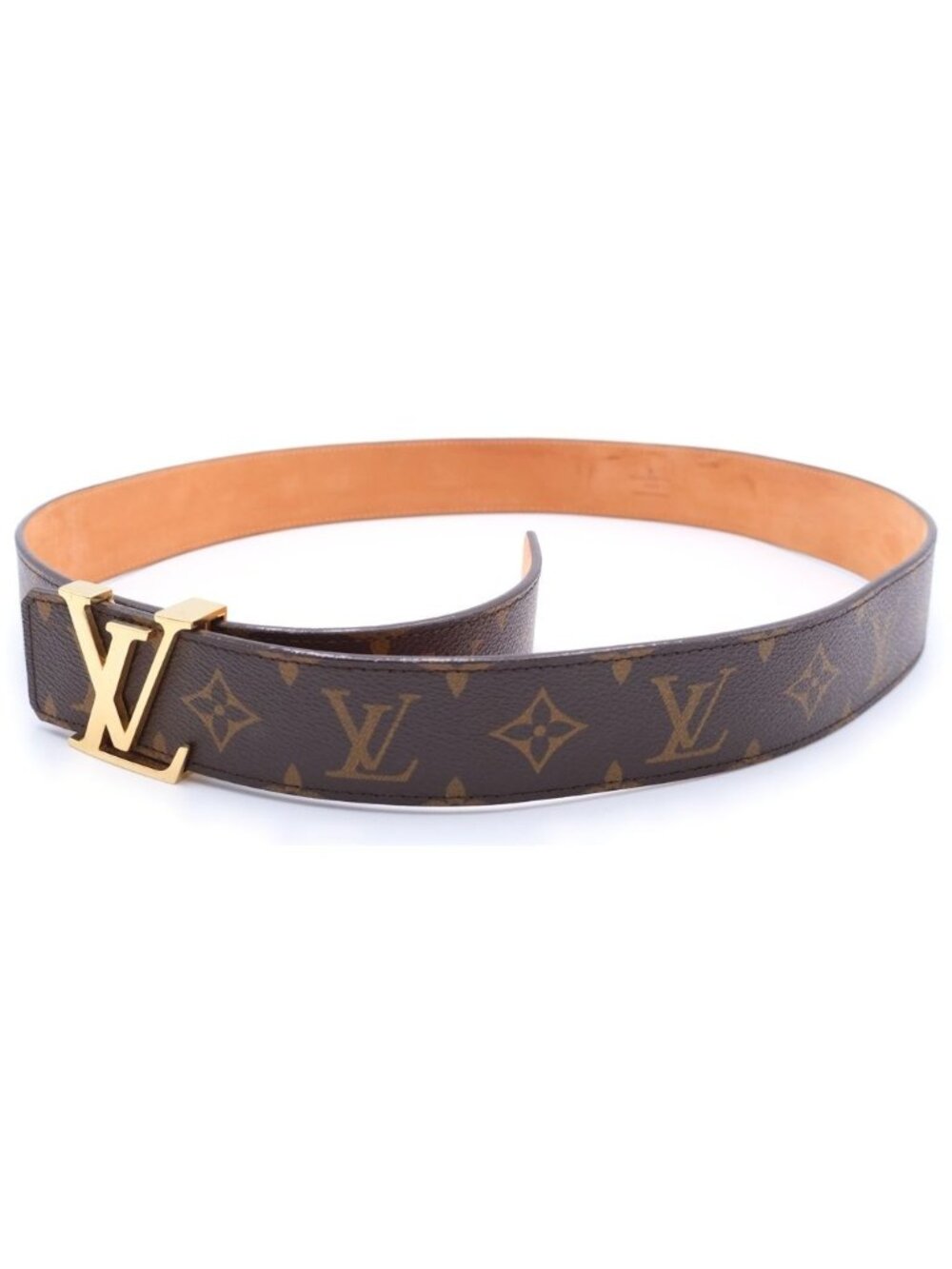 Louis Vuitton Initial Monogram Ceinture Leather Belt Brown Gold - Picture 1 of 6